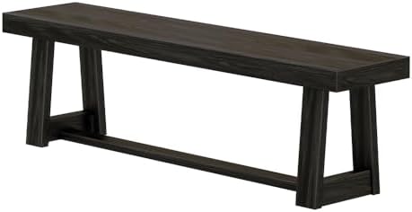 Plank+Beam Classic Dining Bench, 60 Inch, Black Wirebrush