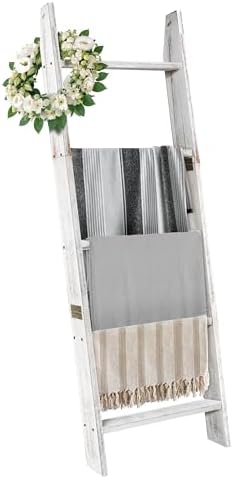 Blanket Ladders for the Living Room, Blanket Holder 5-Tier White