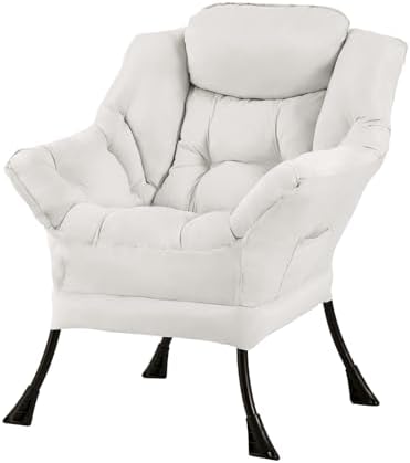 Tiita Lazy Chair for Adults, Comfy Reading Accent Chair, Beige Single