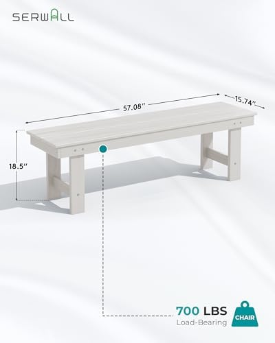 SERWALL Outdoor Dining Set, Patio Dining Set with Bench, White
