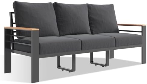 Aoxun Aluminum Patio Furniture Set 3 Seats, Oversized Outdoor Sectional with Washable Thick Cushions,Patio Conversation Sets for Porch, Balcony, Deck