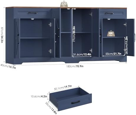 BOTLOG 71” Large Sideboard Buffet Cabinet with Storage