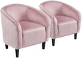 Yaheetech Compact Velvet Accent Chairs Set of 2 for Bedroom, Pink