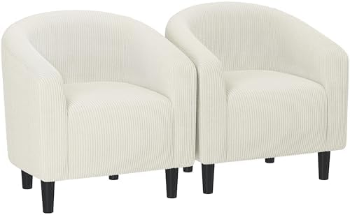 Yaheetech Compact Corduroy Accent Chairs Set of 2 for Small Spaces, Beige