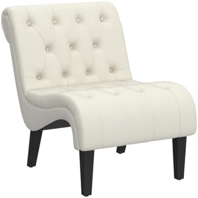 AVAWING Armless Velvet Tufted Accent Chairs with Wood Legs Set of 2, Beige