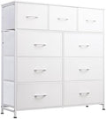 WLIVE Tall Dresser for Bedroom, 9 Drawer Chest of Drawers, White