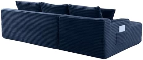 95-Inch U-Shaped Left Facing Corner Compressed Sofa Modular Sectional Boneless Cloud Sofa Floor Foam Couch W/Chaise Lounge & Ottoman, Corduroy Corner Boneless Cloud Couch