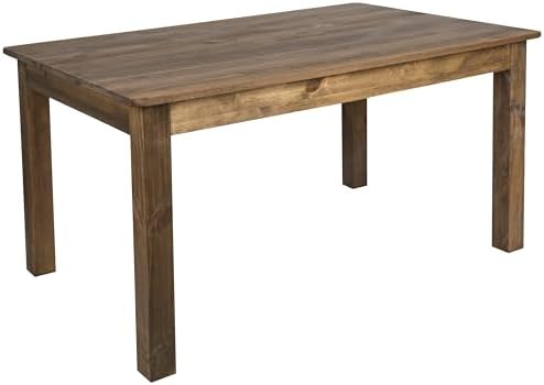 Merrick Lane Jessamine 60" x 38" Rectangular Rustic Solid Pine Farm Dining Table, Antique Farmhouse Wooden Dining Table for Kitchens and Parties, Antique Rustic