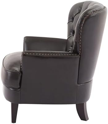 Christopher Knight Home Tafton Tufted Leather Club Chair, Brown 35D x 33.5W x 34.5H in
