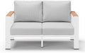 Aluminum Outdoor Patio Furniture Loveseat, All-Weather Patio Conversation Sets with Washable Thick Cushion, Morden Patio Furniture Set for Porch, Balcony, Deck, Yard, White