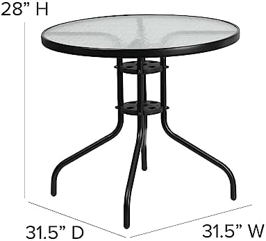 Flash Furniture 31.5 in Metal Round Table, Black