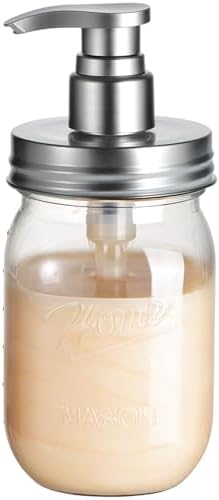 Amolliar Plastic Mason Jar Soap Dispenser with Pump Lid 16OZ - Silver