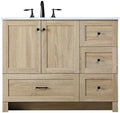 42" Pre-Assembled Bathroom Vanity with Sink, MDF Engineered Wood, Ivory White Engineered Marble Countertop Attached, Single Rectangle Porcelain Sink, 4 Soft-Close Drawers, Mango Wood