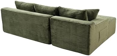 95" L-Shaped Cloud Sectional Couch, Left Facing Modular Compressed Boneless Sectional Sofa with Chaise Lounge, Plush Corduroy Boneless Corner Sofa for Living Room