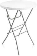 Byliable 32in Cocktail Folding Table, Round High Top Bar Table, White