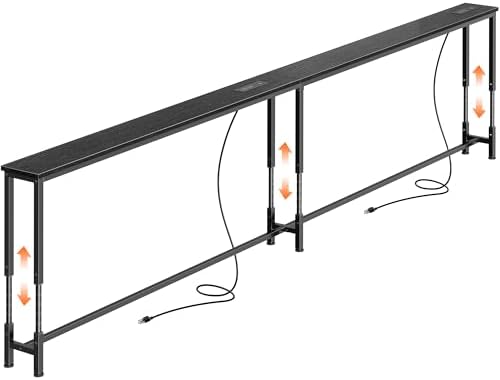 Huuger 102.4 Inch Sofa Table with Power Outlets, Skinny Behind Couch Table