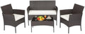 FDW 4-Piece Patio Furniture Set | Brown | Outdoor Wicker Furniture