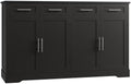 HOSTACK 60" W Sideboard Buffet Cabinet with Storage, Kitchen Cabinet, Black