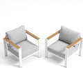 Aluminum Outdoor Patio Armchair, All-Weather Patio Couch Set of 2 with Thick Removable & Washable Cushions, Rustproof Heavy-Duty Outdoor Chairs for Deck, Porch, Yard, Garden, Poolside, Indoor, White