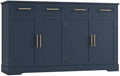 HOSTACK Sideboard Buffet Cabinet with Storage, Kitchen Cabinet, Blue/Gold