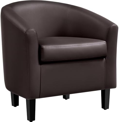 Topeakmart Faux Leather Accent Chair, 300 lb Cap, Espresso