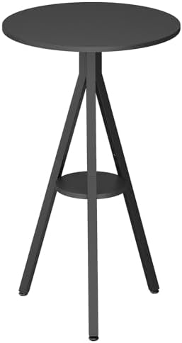 YATINEY Bar Table, 2-Tier Round Pub Table, Counter Height Cocktail Table for Small Spaces, Dining Room, Cafe, Pub, Black BT12BB