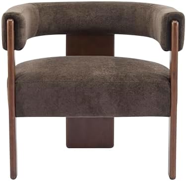 Christopher Knight Home Nettie Modern Accent Chair for Living Room, Velvet Fabric Single Lounge Sofa Chair with Wooden Frame, Comfy Reading Chair for Bedroom, Lounge Armchair with Cushion, Dark Brown