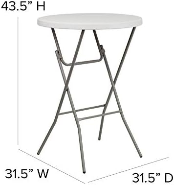 Flash Furniture 2.63 ft Plastic Round Folding Bar Table, Granite White