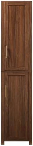 Crosley Furniture Savannah Linen Storage Cabinet, Laundry Room, Bathroom Organizer with Shelves, Walnut