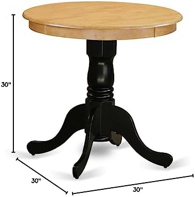 East West Furniture EMT-OBK-TP Eden Dining Table - a Round Wooden Table Top with Pedestal Base, 30x30 Inch, Oak & Black
