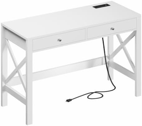 ChooChoo 47.24 Inches Farmhouse Computer Desk with 2 Drawers