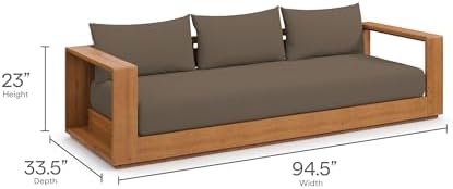 Modway Tahoe Acacia Wood Outdoor Patio Sofa in Natural Cocoa with Weather-Resistant Cushions - Ideal as a Porch Couch or Sunroom Sofa