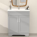 Smhxo Bathroom Vanity with Ceramic Sink, Bathroom Vanity Cabinet with 2 Doors, 32 Inches Wooden Cabinet with Sink, Grey