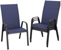 JEAREY Patio Dining Chairs Set of 4, Stackable Outdoor Chairs, Navy Blue