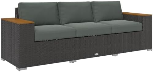 Outsunny 3-Seat Outdoor Patio Sofa Couch 24.5" Wide Deep Seats Dark Gray