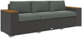 Outsunny 3-Seat Outdoor Patio Sofa Couch 24.5" Wide Deep Seats Dark Gray