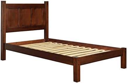 Grain Wood Furniture Shaker Solid Wood Panel Platform Bed, Twin Size, Cherry
