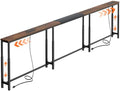 Huuger Narrow Console Table with Power Outlets & USB-C, Rustic Brown
