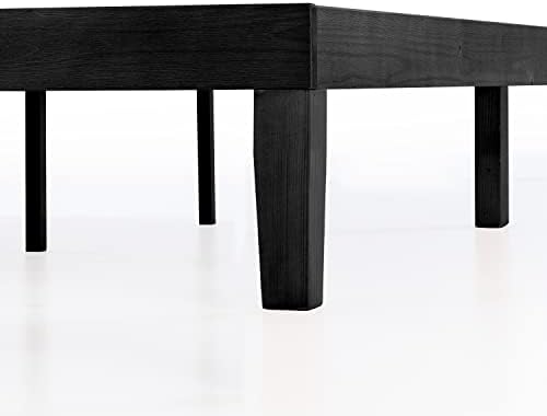 Mellow Naturalista Classic 12 Inch Solid Wood Platform Bed with Wooden Slats, Queen, Black