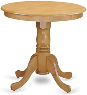 East West Furniture EMT-OAK-TP Eden Dining Room Table - a Round kitchen Table Top with Pedestal Base, 30x30 Inch, Oak