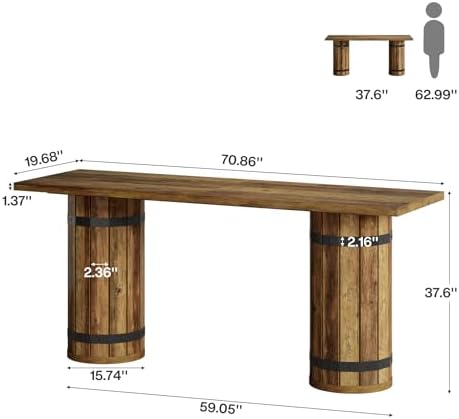 Tribesigns 70.9" Long Dining Table for 4-6, Counter Height Kitchen Table