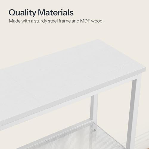 HOOBRO 29.5" Narrow Console Table, 3 Tier Entryway Table with Shelves, Thin Sofa Table, Behind Couch Table, Display Side Table, for Hallway, Entrance, Living Room, White WW73XG01