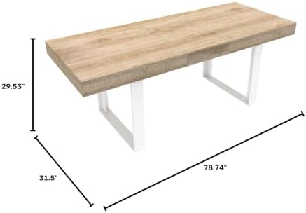 63" - 79" Extendable Dining Room Table, Expandable Kitchen Table for 6 to 10 People, Modern Wood Conference Table, Large Farmhouse Dining Table(White Oak, Double-U Base)