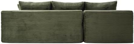 95" L-Shaped Cloud Sectional Couch, Left Facing Modular Compressed Boneless Sectional Sofa with Chaise Lounge, Plush Corduroy Boneless Corner Sofa for Living Room