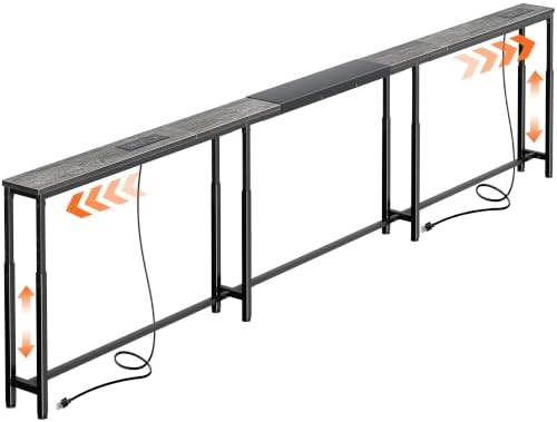 Huuger Narrow Console Table with Power Outlets & USB-C, Grey