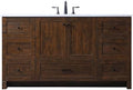 60" Pre-Assembled Bathroom Vanity with Sink, Engineered Wood, Ivory White Engineered Marble Countertop Attached, Single Rectangle Porcelain Sink, 7 Soft-Close Drawers, Expresso