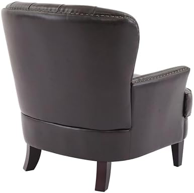 Christopher Knight Home Tafton Tufted Leather Club Chair, Brown 35D x 33.5W x 34.5H in