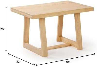 Plank+Beam Classic 48 Inch Dining Table, Rectangular, Blonde Wirebrush