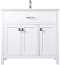 36" Pre-Assembled Bathroom Vanity with Sink, Engineered Wood, Calacatta White Engineered Marble Countertop Attached, Single Rectangle Porcelain Sink, White