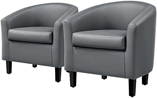 Topeakmart Faux Leather Accent Chair Set of 2, 300 lb Cap, Gray